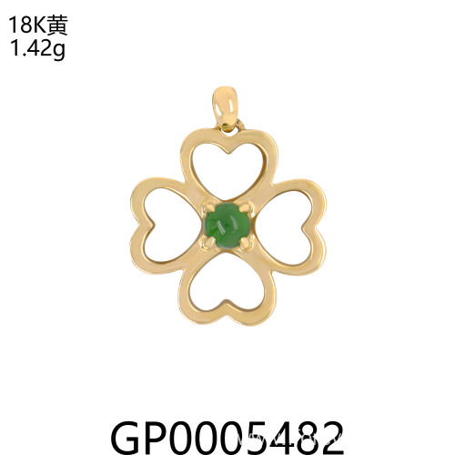 100% Natural Jadeite jade 18K Gold Pendant